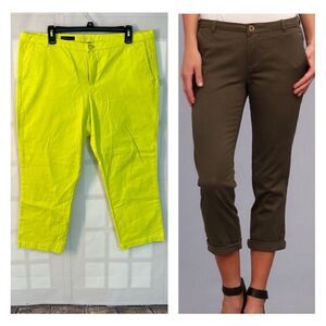 🔥🔥5 for $25🔥🔥 Kut from the Kloth Lime Green Yellow Gwen Relaxed Cropped Trouser